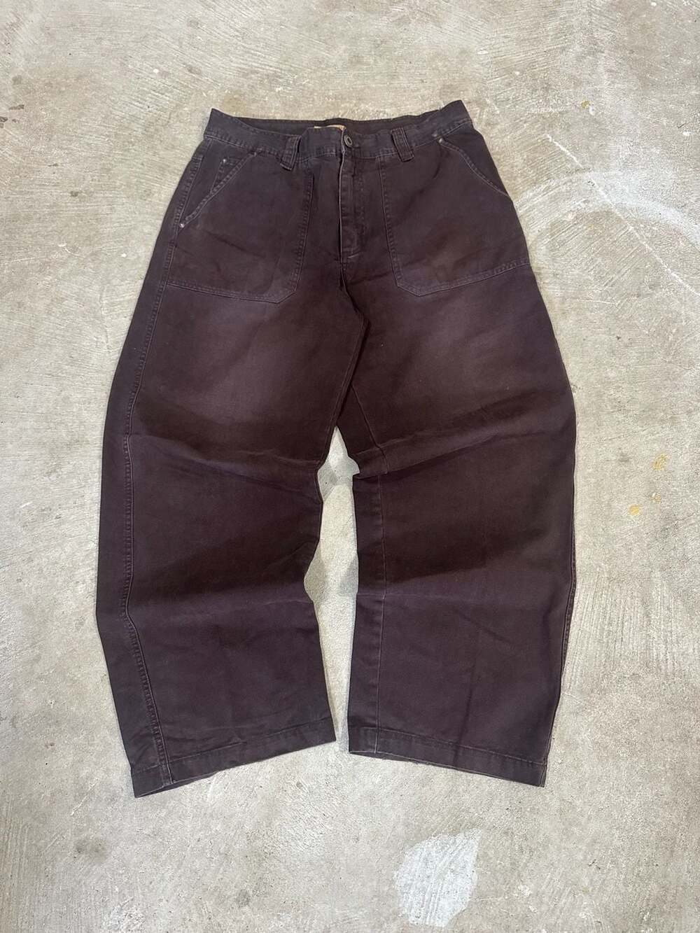 R&R Outdoors Brown Utility Work Pants 34x30 baggy wide leg relaxed fit mens